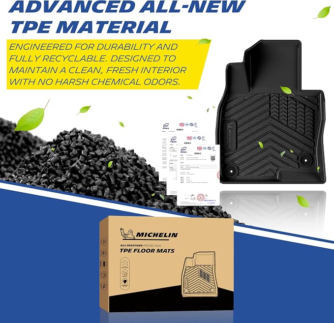 Michelin Vehicle Mats, All-Weather TPE Custom Fit Liner for 2017-2025 Mazda CX-5 (3 Piece), Premier