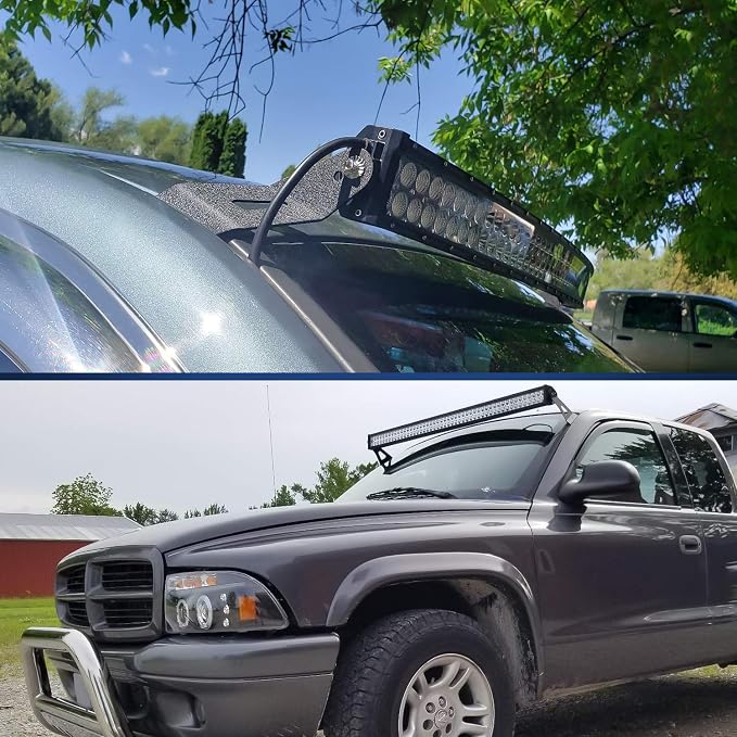 Nilight 90031B 2PCS 52” Curved LED Light Bar Bracket at Upper Windshield Roof Cab for 99-06 Chevy Silverado Suburban Avalanche Tahoe & GMC Yukon Sierra