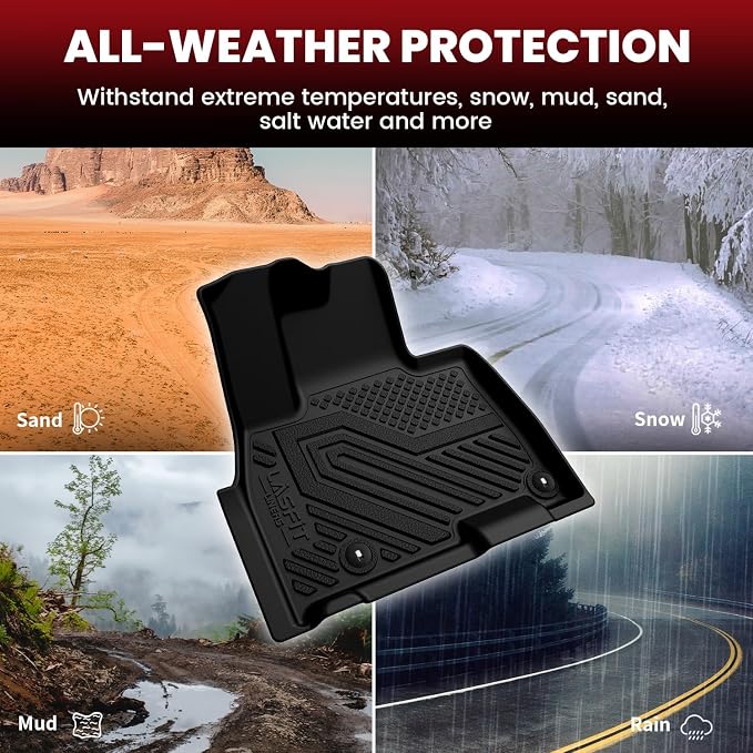 LASFIT Floor Mats & Backrest Mats & Cargo Mat for Kia Carnival 2026 2025 2024 2023 2022 (Only Fit Gas & 8 Seats), All Weather TPE Custom Fit Floor Liners Full Set Car Mats Trunk Mat Accessories, Black