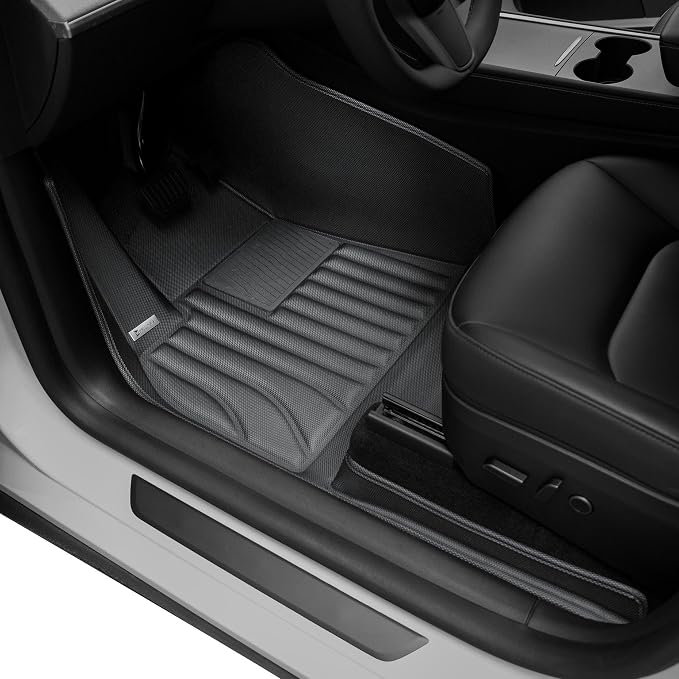 SUPER LINER 6-Piece Floor Mats & Cargo Liners Compatible with Tesla Model Y 2020-2024 5-Seat, 5D Laser Measured All-Weather Floor Liners with Trunk Frunk Mats & Door Sill Threshold Guards, Black