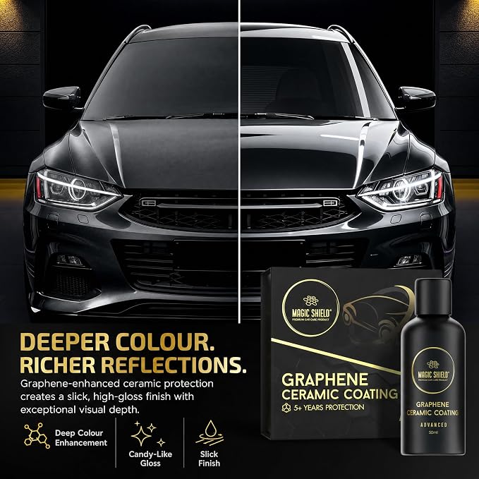 Magic Shield Graphene Coating for Cars │ Self-Healing, 5+ Years Durability │ Advanced SiO2 Ceramic Protection - High Gloss, Anti-Scratch - Perfect for Cars, Motorcycles, Marine, and RVs