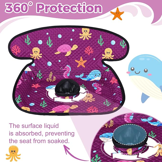 Piddle Pad Car Seat Liner, Waterproof Soft Car Seat Protector for Potty Training, (Purple Ocean)