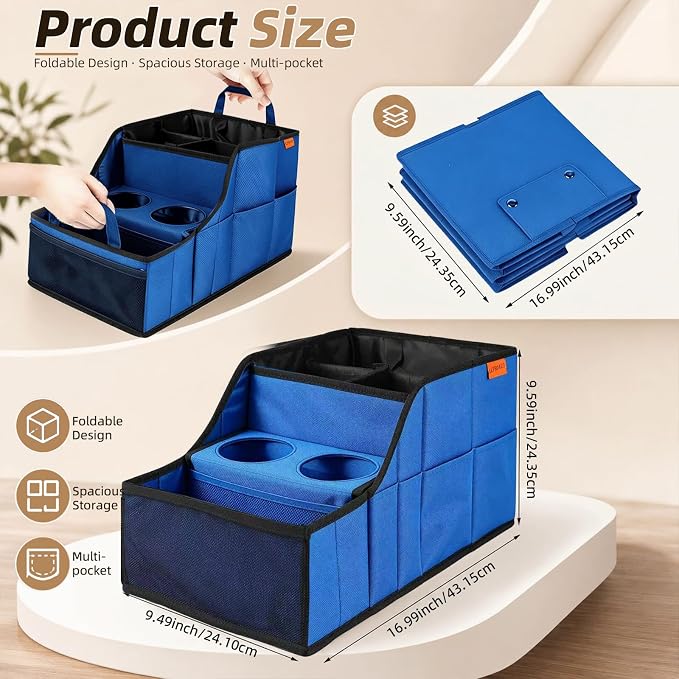 Car Seat Organizer Back Front Captains Seats Storage Travel | Car Organizer, Back Seat Car Organizer, Car Seat Organizer Front Seat – 9 Compartments, 2 Cup Holders – Foldable