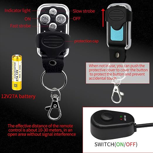LED Driving Light Bar Remote Control Wiring Harness Kit 400W 12AWG Cable Heavy Duty 1Lead, DC12V - On-Off Switch, Power Relay & Blade Fuse, Compatible with LED Offroad Driving Light Bars