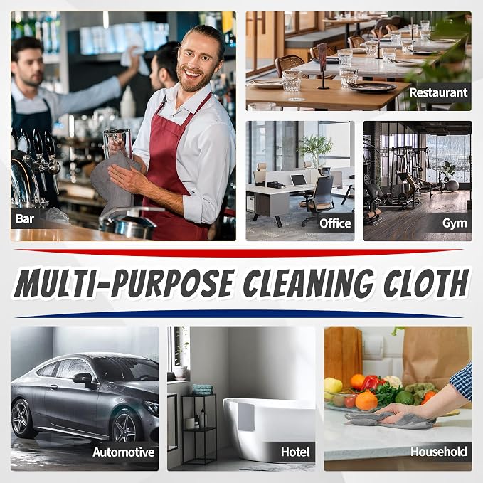 FIXSMITH Shop Towels, Pack of 50, Grey Microfiber Cleaning Cloth Bulk, Microfiber Towels for Cars, All-Purpose Absorbent Cleaning Rags, Dust Cloth for Automotive, Mechanic, Garage, 11.5 x 11.5 inch
