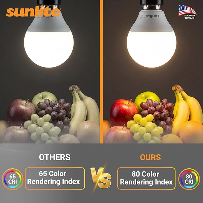Sunlite G16.5 Light Bulb LED, 5 Watts (40W Equiv.), 350 Lumens, Dimmable, Type G Globe Shape E12 Candelabra Base, Short Bulbs, Vanity Mirror Bulbs, 2700K Soft White, Clear, 6 Count