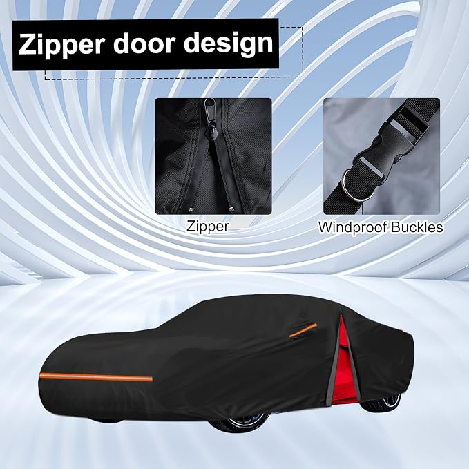 Amooca Car Covers Custom Fit for Chevrolet Corvette C3 C4 C5 C6 C8 Waterproof Sun-Proof All Weather for Automobiles Snow Cover 420D with Door Zipper Cotton Lining