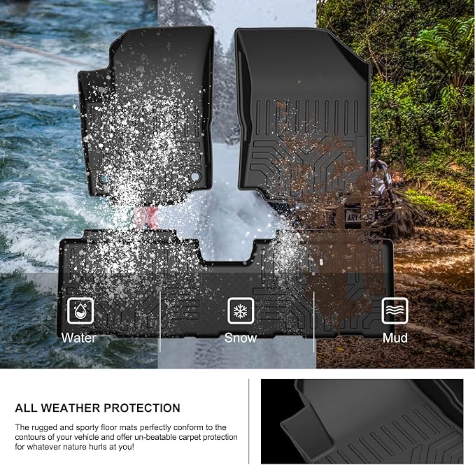 Kiwi Master Floor Mats for 2018-2024 Chevy Equinox/GMC Terrain | Custom Fit All Weather Car Mats, Heavy Duty TPE Floor Liners, Front & Rear 2 Row Set, Black
