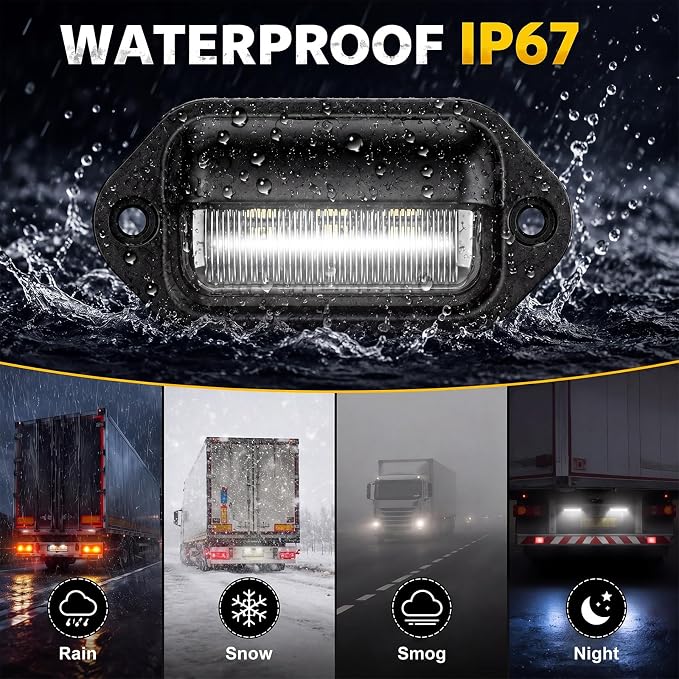 Mudder 8 Packs LED License Plate Light 12V-24V DC Waterproof License Plate 6-SMD Lamp Taillight Tag Lights for Trailer Truck SUV VAN RV Trucks and Boats