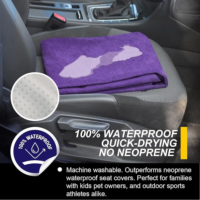 Back Seat Cover for Car Trucks Van SUV,Waterproof Rear Bench Towel Seat Covers for Dogs and Kids,Automotive Backseat Protector (Purple)