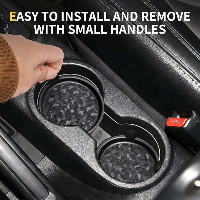 Cup Holder Inserts Coaster Compatible with 2012-2017 Jeep Wrangler JK 2/4 Door Accessories, Center Console Cupholder Pad, Non-Slip Drink Liner, Original Design, TPE, 2-Pcs Front Only