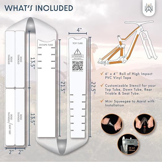 Bike Frame Protection Tape- High Impact Clear Vinyl Wrap Includes Tool (4”x72) Bicycle Frame Protector, Mountain Bike Frame Guard Chainstay Protector (Clear)