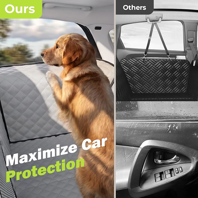 Pecute Back Seat Extender for Dogs 56.29 * 28.74 in, Car Window Fixing for Maximum Car Protection, Leather Fabric Dog Car Seat Cover for Back Seat, Waterproof, Scratch-Resistant, Support to 330 lbs