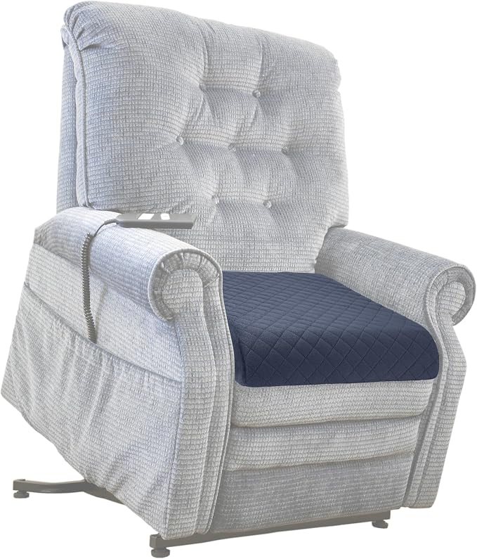 Medium-Soft 20x20x4 Memory Foam Recliner Chair Seat Cushion for Long Sitting - Armchair Pad with Washable Velvety Cover with Waterproof Layer & Non-Slip Base for Seniors & Elderly - Gray