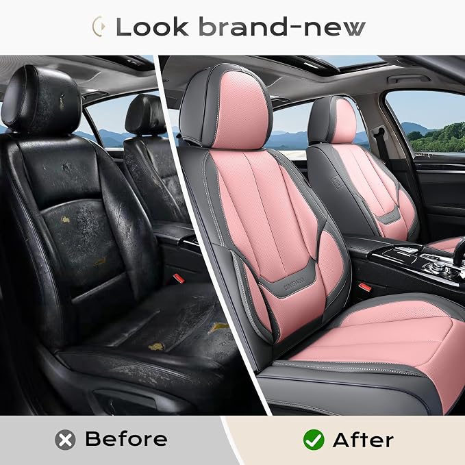 Coverado Car Seat Covers, Seat Covers for Cars, Waterproof Leather Auto Seat Protectors, Leather Car Seat Cushion, Car Interiors Accessories Universal Fit for Most Cars