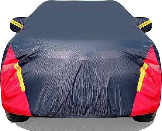 Car Cover Waterproof All Weather for Automobiles, 6 Layers Outdoor Full Exterior Cover Rain Sun UV Snowproof Protection with Zipper Cotton, Mirror Pocket for SUV (173-183 inch)