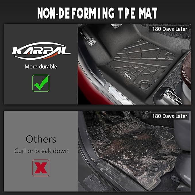 KARPAL Floor Mats & Cargo Liner for 2016-2021 Jeep Grand Cherokee / 2022 Grand Cherokee WK (Not for WL), All Weather TPE Custom Fit Floor Liners Car Mats Accessories