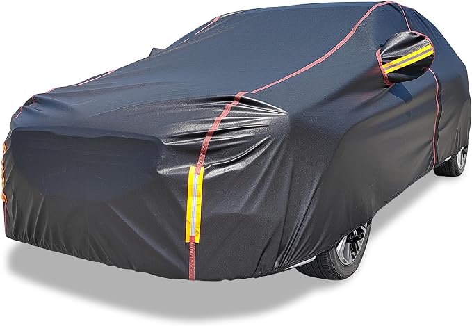 Car Cover Waterproof All Weather, 6 Layers Full Exterior Covers with Zipper Cotton, Mirror Pocket. Outdoor Car Cover UV Snow Rain Wind Dust All Weather Outdoor Protection for Sedan (190-195 inch)