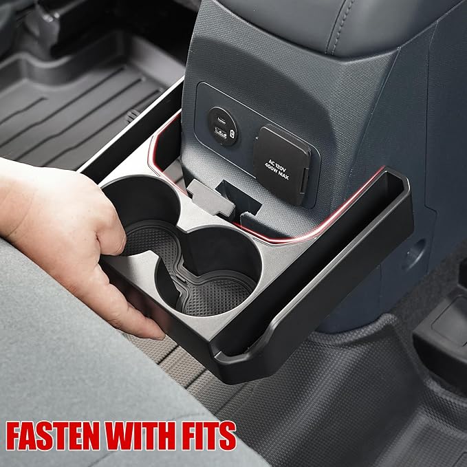 Mabett Removable Rear Dual Cup Holder for Ford Maverick 2022-2026 Accessories, FIT Insert Expander Rear Seat Cup Holder Organizer