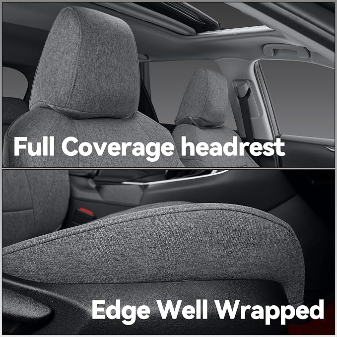 coverdream Tacoma Polyester Seat Covers Full Set for 2024-2026 Toyota Tacoma Double/Crew Cab SR,SR5,TRD Sport,TRD Off-Road,Limited Truck Seat Covers,Fully Covered Breathable Car Seat Protector (Gray)