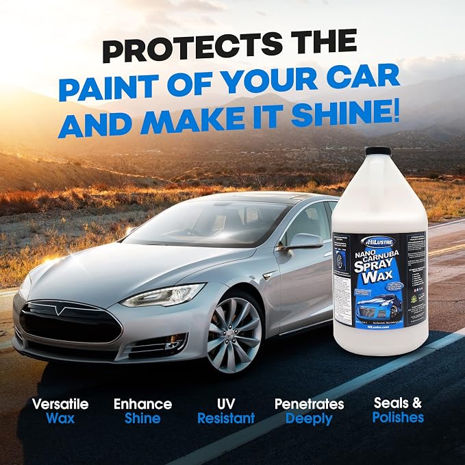 Nano Carnauba Spray Wax, Instant Shine Car Wax to Seal & Maintain Paint UV-Blocking, Hydrophobic Car Detailer Wax, Streak-Free and Safe for All Surfaces, Piña Colada Scent, 1 Gallon