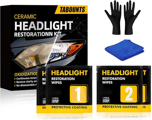Headlight Restoration Kit, Headlight Cleaner and Restorer Kit - 3-Step System, Restores Clarity, Removes Yellowing, Oxidation & Haze, Long-Lasting UV Protection (1)