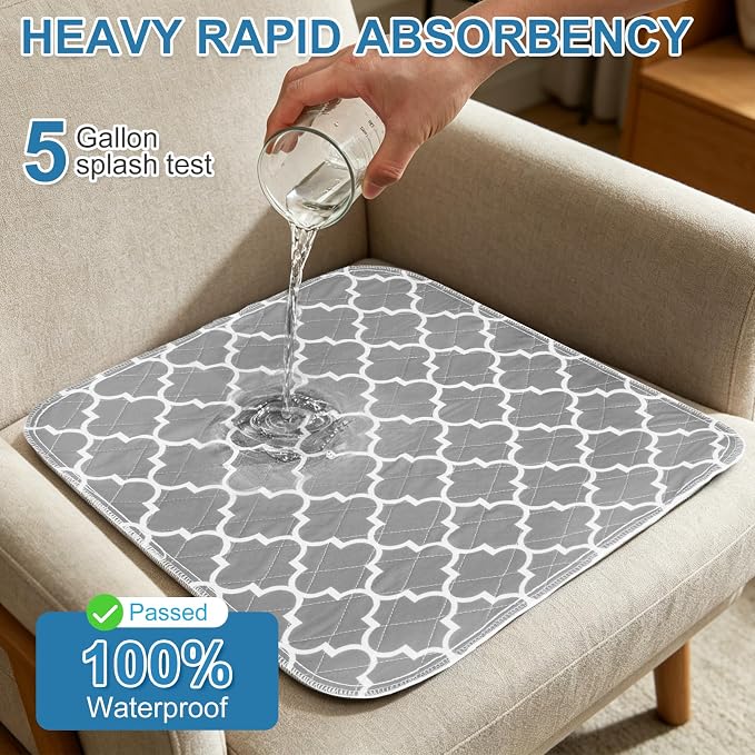 OUTCREATOR® Waterproof Chair Pads for Incontinence 21"x22" (Pack of 4), Washable Reusable Chair Seat Protector Cover,Non-Slip Absorbent Incontinence Pad for Bed,Car,Wheelchair,Adults, Four-leaf Clover