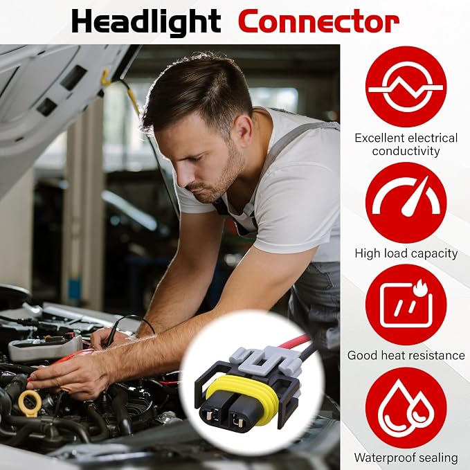 2 PCS Fog Light Connector Plugs Wiring Harness | H11 H9 H8 880 881 Headlights Female Adapter Wiring Harness Sockets, Waterproof Pigtail Adapter Plug for Headlights Fog Lights