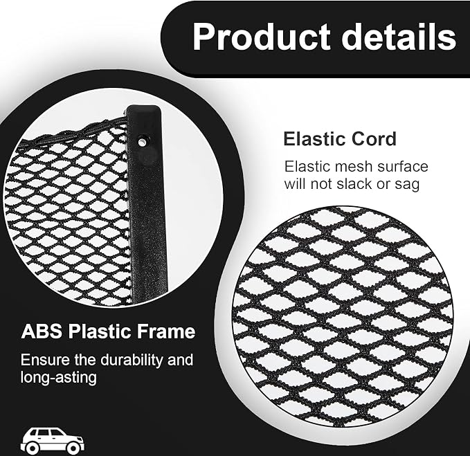 Frienda 4 Pcs Boat Storage Net Bag, ABS Plastic Car Framed Mesh Net Holder, Phone & Cargo Organizer with Screws for Auto, Rv, Boat, Pontoon, Truck Pocket Storage (12 x 8 Inch)
