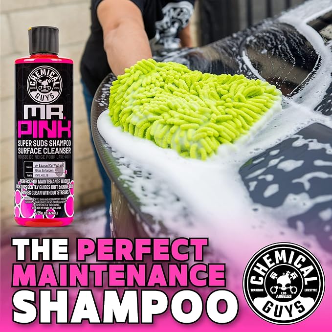 Chemical Guys, Mr. Pink Super Suds Car Wash Soap for Foam Cannons, 64 oz | Lifts road grime with a slick, high-gloss formula that rinses clean, gentle on wax, sealant and ceramic coatings