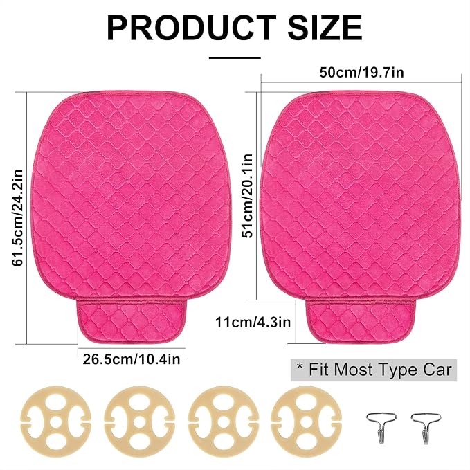 surpassme Car Seat Covers Universal Seat Covers for Car Accessories with Storage Pockets, Car Front Seat Covers and Rear Bench Coverfor Automotive, SUV, Truck, and Van(Pink)