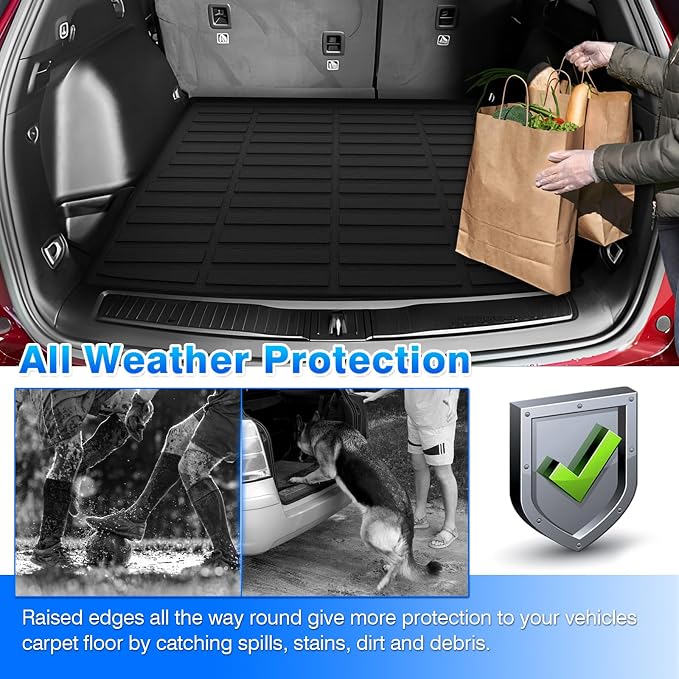 Cartist Custom Fit for Cargo Liner Jeep Cherokee 2014-2022 2023 All Weather Anti-Slip Rear Trunk Mat Waterproof TPE (NOT for Jeep Grand Cherokee)