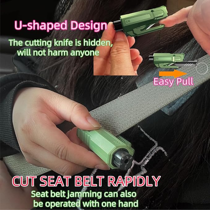 Window Breaker and Seatbelt Cutter Keychain,2 in 1 Car Safety Hammer Glass Break Under Water,Emergency Window Punch Escape Tool for Vehicle (2, greenred)