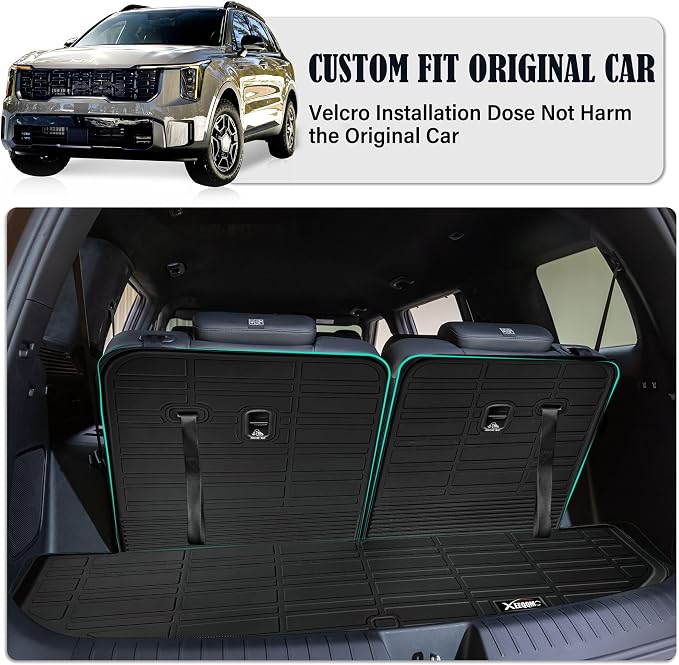 Kia Trunk & Backrest Mat 2021-2025 - All Weather TPE Cargo Liner Protector, 3rd Row Back Seat Cover Accessories | All Weather TPE Protector Back Seat Cover 3rd Row for 2021-2025 Kia Sorento Accessories