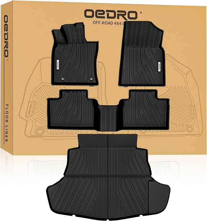 OEDRO Floor Mats & Cargo Mat Fit for 2025 2026 Toyota Camry | Custom Fit Camry (Include Hybrid/LE/SE/XLE/XSE), All Weather Protection TPE Floor Liners Accessories