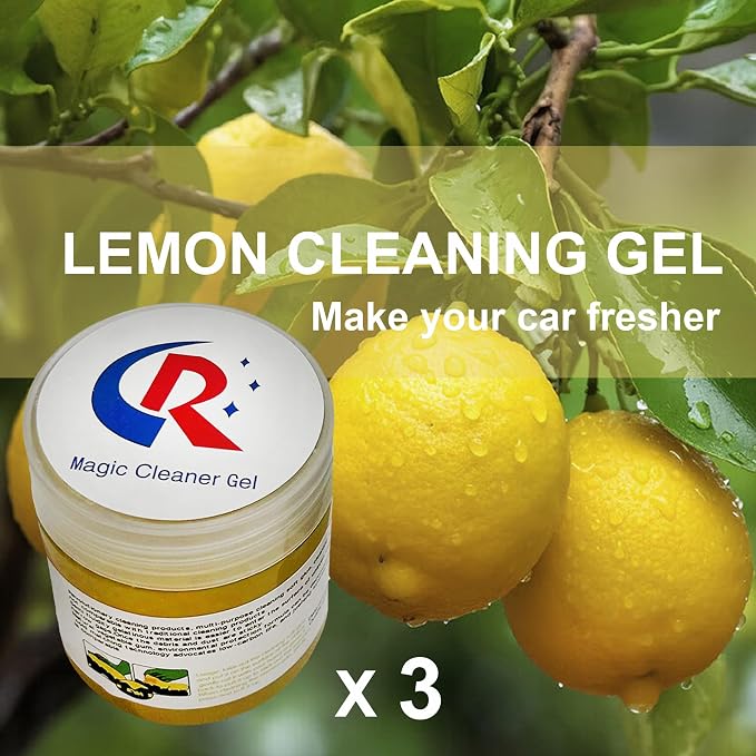 3-Pack Car Cleaning Gels Car Interior Cleaner Putty Slime Auto Detailing Tools Universal Dust Removal Cleaning Kit for Car Accessories Vents 4C Office Scented Lemon