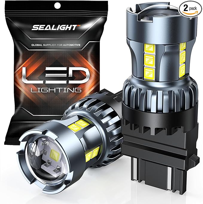 SEALIGHT 3156 3157 LED Bulb White Reverse Lights, 3056 3057 4057 4157 LED Light Bulb with Projector Replacement for Tail Light, Backup Light,Brake Parking, Automotive Back Up Light Bulbs, Pack of 2