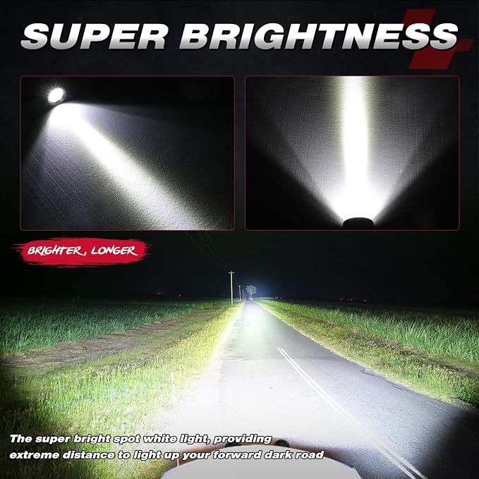 OFFROADTOWN 3.5Inch 80W Round LED Lights 2PCS Offroad Driving Lights LED Pods Light Waterproof Round LED Work Lights for Truck Pickup SUV ATV UTV Boat 4x4 Car Motorcycle