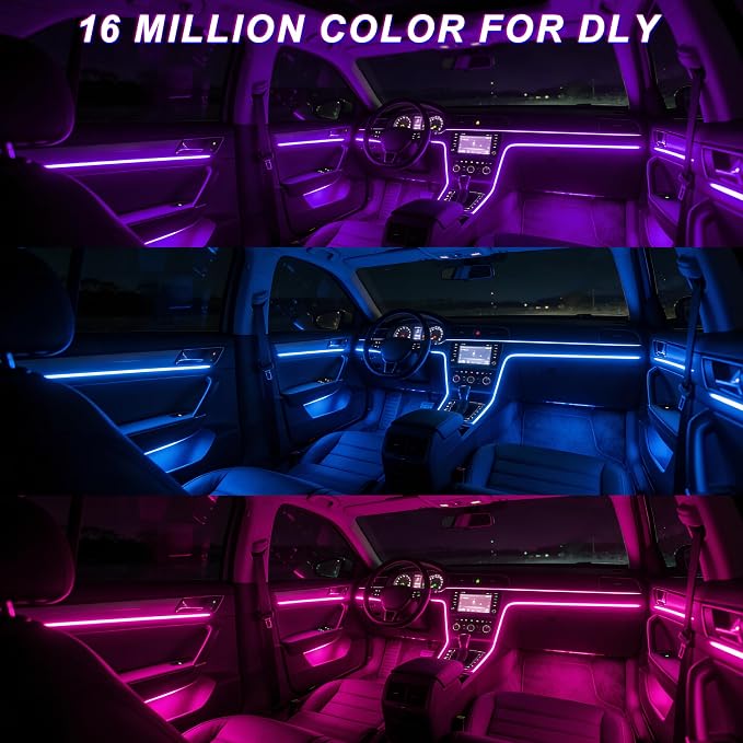 Interior Car LED Lights, 5 in 1 RGB Ambient Lighting Kit with 236" Fiber Optic, 16 Million Colors, APP Control, Music Sync Car Neon Lights for Cars, Trucks, SUVs