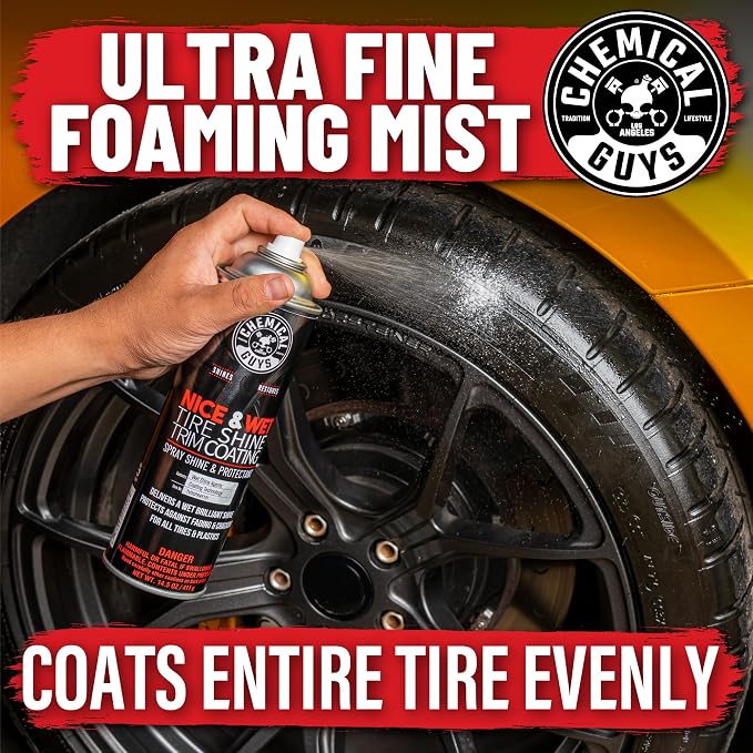 Chemical Guys, Nice & Wet Tire Shine Coating for Rubber & Trim, 14.5 oz | For rubber, plastic, and vinyl, on cars, trucks, SUVs, motorcycles, and RVs, water-based tire and trim coating