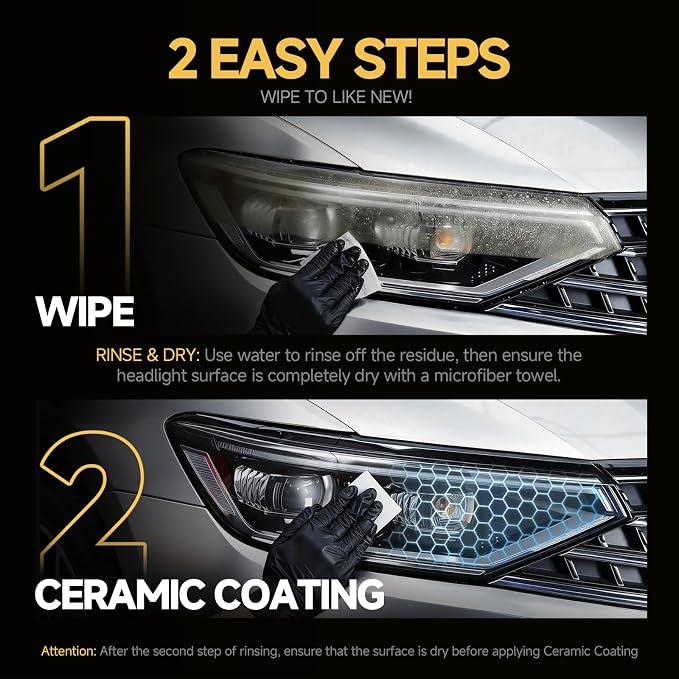 toretark Headlight Restoration Kit Wipes, 5-Min Fix, Restoring to Like-New Condition, Safe for OEM Lens, Headlight Restoration Wipes & Cleaning Wipes, Headlight Cleaner and Restorer Kit