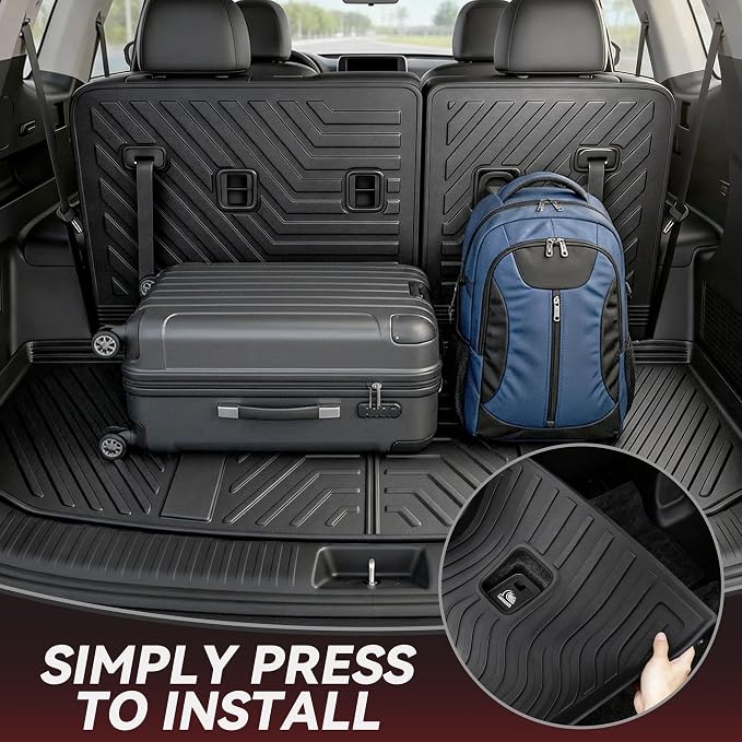 YITAMOTOR Floor Mats for 2020-2025 Kia Telluride 7/8 Passenger, All Weather TPE Rubber Mat, Custom Fit Kia Telluride Accessories Floor Liners Full Set, 1st & 2nd & 3rd Row & Backrest Mat & Cargo Liner