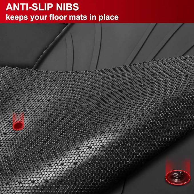 Fit 2018-2024 Toyota Camry Custom Fit Floor Mat IKON Style Black | IKON MOTORSPORTS, Latex Rubber Heavy Duty All Weather Car Front Rear Carpets Liner 5PC , 2019 2020 2021 2022