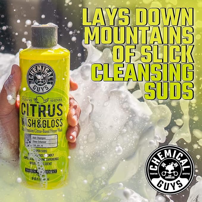 Chemical Guys CWS21516BK Car Wash Detailing Bucket, Mitt & Accessories Bundle (6 Items) Featuring Sticky Snowball Ultra Snow Foam Car Wash Soap, 16 oz - Works on Cars, Trucks, SUVs, RVs & More