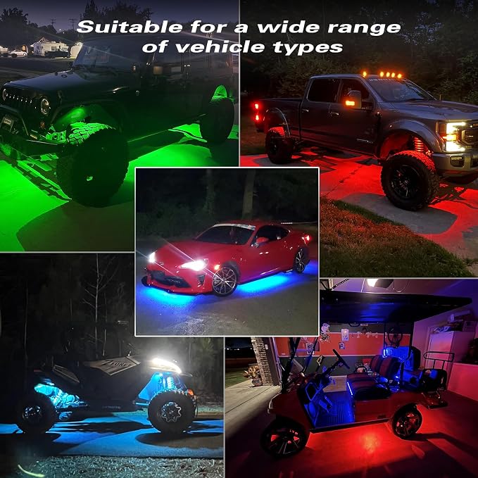 Replacement LED Controller for RGB LED Rock Lights with Brake Smart Energy-Saving Functions, 12V 4Pin Control Box with 5A Fuse for Underglow Lights Kit
