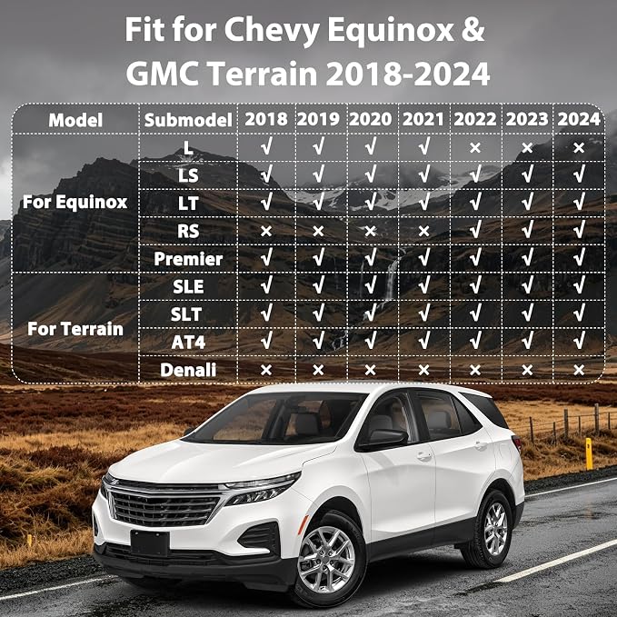 Floor Mats for Chevy Equinox2018-2024 & GMC Terrain Floor Mats 2018-2024 | All Weather TPE Floor Liners Custom Fit Equinox Heavy Duty Mats Accessories Black