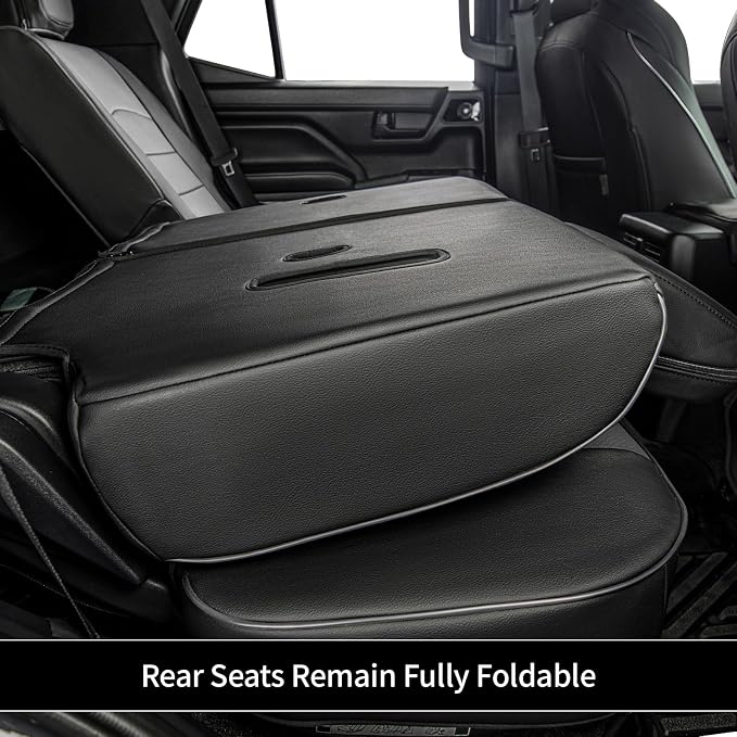 EKR Car Seat Covers Custom Fit for Toyota 4Runner(7 Seats) Full Set | for Toyota 4 Runner 2025-2026 Seat Covers for SUV Trucks,Airbag Compatible,Waterproof Pet-resistant,Faux Leather(Black/Gray)