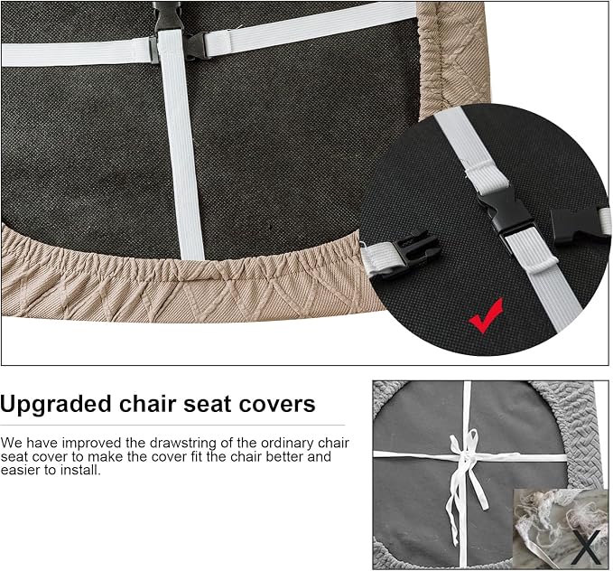 Genina Waterproof Seat Covers for Dining Room Chairs Covers Dining Chair Cover Kitchen Chair Covers (Khaki, 4 Pcs)