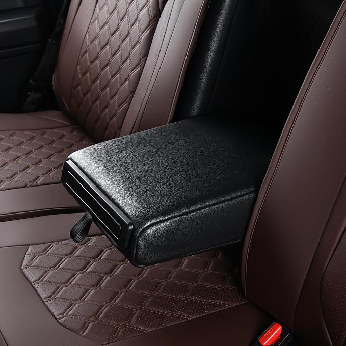 Huidasource Fit for Coffee Chevy Silverado/GMC Sierra Rear Seat Covers, Thickened Split Nappa Leather Truck Back Seat Cover 2007-2013&2019-2026 1500, 2020-2026 2500HD 3500HD Crew Cab WT LS LT