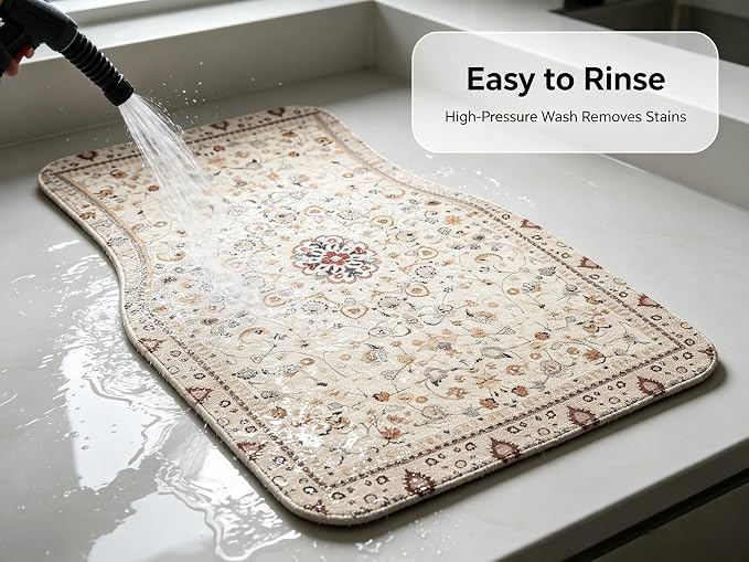 Vintage Persian Mat Car Floor Mats-Non-Slip Rubber Backing,Front (26.8x17.3in) & Rear (13x17.3in) Set-Water Absorbing, Durable Automotive Floor Liners with Stylish Patterns